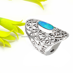 New Handmade <b>Opal</b> Gemstone Solid Designer <b>Ring</b> Wholesale <b>Silver</b> Gemstone <b>Rings</b> 925 Sterling <b>Silver</b> Jewelry Premium Product - Product Image 1