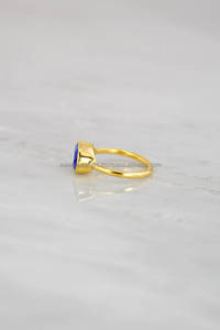 ควอตซ์สีฟ้า,แหวนอัญมณี,เงินแท้925,ชุบทอง,ซ้อน,เครื่องประดับทำด้วยมือ - Product Image 2