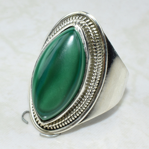 Natural de la forma de marquesa de verde malaquita 925 anillos de plata esterlina 925 joyería de plata esterlina al por mayor 925 joyas de plata - Product Image 3