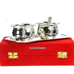 Hot handi tie bowl set silver plated indian wedding return gift wholesale diwali gifts