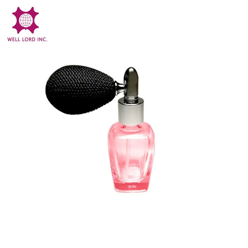 Elegant bright pink 15ml fragrance container customized hot stamp logo bulb sprayer cosmetic spray bottle