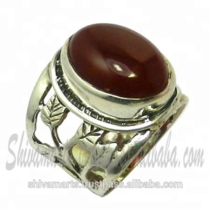 เครื่องประดับที่น่าสนใจดีไซน์ใหม่925สเตอร์ลิงแหวนอัญมณีโอนิกซ์สีแดงแหวนพลอยนิลแหวนพลอยขนาดใหญ่ - Product Image 3