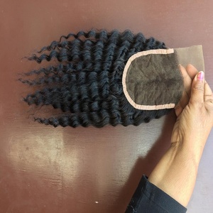 100% non transformés vierge indien pleine cuticule cheveux Extension dentelle fermeture couleur naturelle brésilien cheveux bouclés 3 faisceaux - Product Image 2