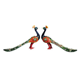 Estatua de pavo real hecha a mano para decoración del hogar, artesanía india de metal - Product Image 1