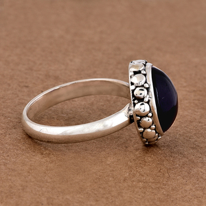 Anillo de piedras preciosas de amatista púrpura de forma ovalada de 10X12mm sólido. Anillo de Plata de Ley 925 joyería mayorista fabricación CASA DE PLATA - Product Image 3