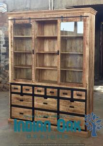 Mueble de Cocina Moderno de Estilo Industrial Rústico Vintage de Madera Maciza de 2 Piezas, Librería, Mueble de Salón, Aparador Vintage de Roble Indio - Product Image 5