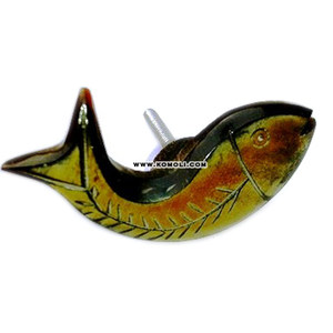 Poignées en corne sculptées en forme de poisson, design personnalisé, 1 pièce - Product Image 1
