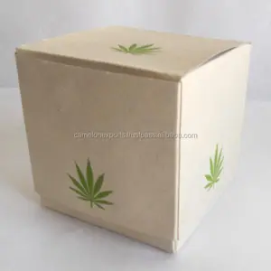 100% papel de cânhamo impresso cor verde folha de cânhamo em torno de caixa completamente dobrável