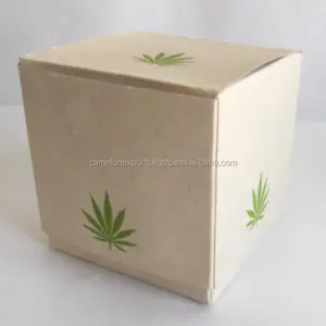 100% Hennep Papier Gedrukt Groene Kleur Hennep Blad Rondom Volledig Inklapbare Box