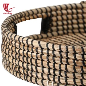Venta al por mayor cesta de servicio de algas marinas redonda bandeja con asas cesta de almacenamiento de artesanía - Product Image 3