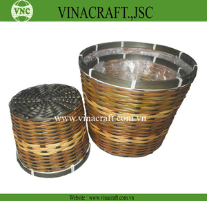 Classic Wicker Bamboo Floor Garden Flower Pot with Handles Plastic Planter and <b>Pergola</b> - Product Image 2