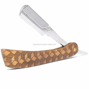 Rasoir droit pliant à lame unique en acier inoxydable noir personnalisé pour barbiers - Product Image 1