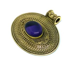Vente en gros de collier pendentif améthyste en laiton de style bohème avec réglage de lunette pour technologie d'incrustation de cadeau - Product Image 3