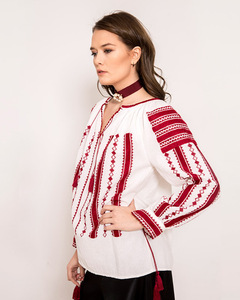 Nueva llegada mujeres tradicionales bordadas a mano en blusa rumana Tops última colección de verano 2024 - Product Image 2