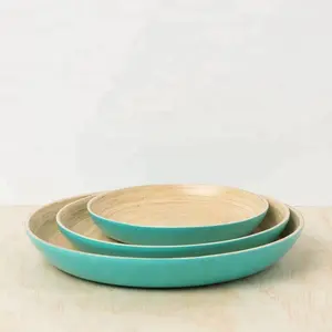 Mint Blue Lacquer Bamboo serving Tray and decorative tray