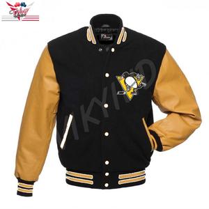 High Quality Custom BRUINS Black Tan VARSITY Wholesale Bomber Letterman Yellow Varsity Student Jackets - Product Image 6