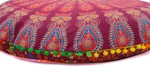 Floor <b>Cushion</b> <b>Cover</b> Cotton Puff Peacock Mandala Bohemian Home Decor 32 Inch Multiple Color Pouffe By Indian Consigners - Product Image 5