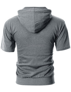 Sudadera con capucha para hombre, prenda deportiva de manga corta, ligera y ajustada, de alta calidad, con cremallera - Product Image 2