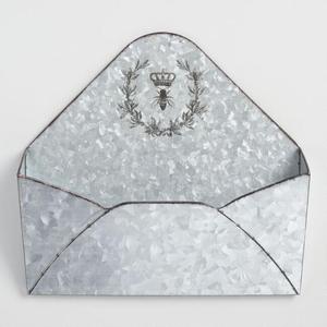 Soporte de correo en forma de sobre colgante de Metal galvanizado Archivo de pared-Decoración funcional de tema rústico para el hogar - Product Image 1