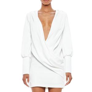 Abbigliamento Casual bianco wrap oltre cowl neck abiti delle donne on-line - Product Image 1