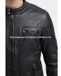 Chaqueta de Cuero de Oveja Roja Corta de Moda para Invierno 2026, Chaqueta de Motociclista de Cuero de Oveja Genuino para Hombre - Product Image 4