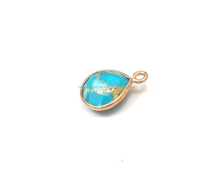 Hecho a mano en forma de corazón joyería de moda bisel conector cobre turquesa piedra preciosa chapado en oro rosa hermosos hallazgos - Product Image 2