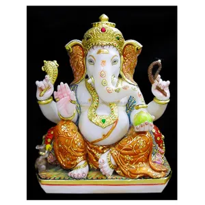 Indian Marmer Handgemaakte Ganesha Sculptuur