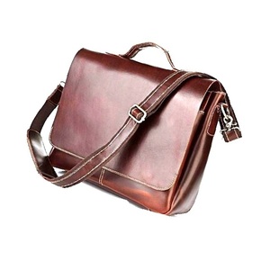 Bolsa de conferencia para ordenador portátil, bandolera con asa superior de cuero y mango desmontable, color marrón - Product Image 1