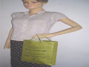 LOWELLCRAFT Handmade Recyclable White Printed Paper Shopping <b>Bag</b> with Letter Pattern Rope Handle <b>Medium</b> <b>Size</b> - Product Image 6
