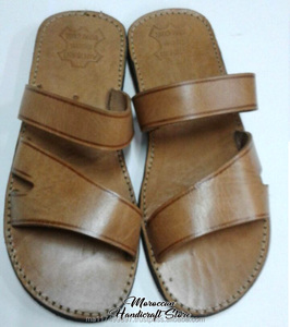 Moroccan sandals mens leather brown-leather sandals/flip flop handmade moroccan - Mens Summer Beach