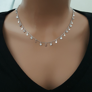 Gargantilla de estrella minimalista de Plata de Ley 925, collar de gota chapado en oro con abalorio de circón para fiestas, bodas y regalos - Product Image 1