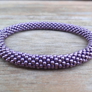 Sparkly Permanent Finished Galvanized Purple <b>Bead</b> <b>Bracelet</b>,Japanese Seed <b>Beads</b>,Nepal - Product Image 1