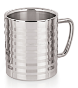 แก้วสแตนเลสสตีล2ชั้นสำหรับใส่ชากาแฟและนม,ดีไซน์เรียบง่ายมาพร้อมกับยางและที่จับขนาดใหญ่ - Product Image 1