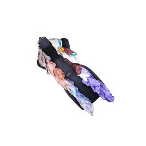 Étole en soie de style vintage recyclé SC0406 écharpes à volants étole Design à la mode étole pour filles Sari patchs écharpe volants colorés - Product Image 1