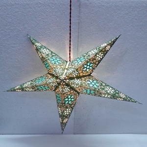Décorations de noël lampes étoiles en papier imprimé nouveaux designs lampes étoiles imprimées lampe étoile en papier de noël abat-jour lampes étoiles en papier - Product Image 2