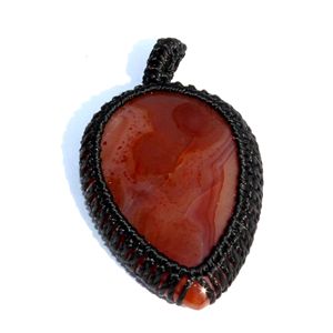Ágata naranja gota cabujón macramé cordón envoltura colgante Piedras Naturales curación piedras de cristal - Product Image 2