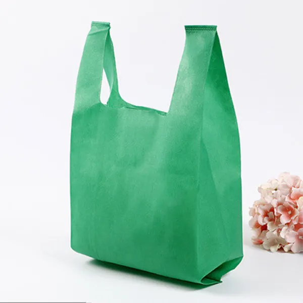 Tas Belanja Hitam Tanpa Tenunan dengan Pegangan T/Tas Rompi Tanpa Tenun Ramah Lingkungan/Tas Kain untuk Supermarket