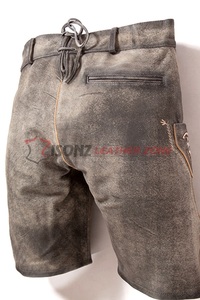 Lederhosen de estilo vintage bávaro alemán, bordados con ciervo gris, de tela no tejida sólida, de cintura media, duraderos, para traje tradicional. - Product Image 4