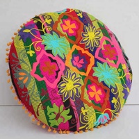 Cojín Bordado a Mano de Comercio Justo Más Vendido (Poliéster/Algodón 40cm) Colores y Tamaños Personalizables Relleno de PVC Ligero