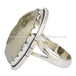 แหวนพลอยไพไรต์ งานแฮนด์เมด เครื่องประดับเงินแท้ 925 ชุบทองคำแท้ แหวนเงินแท้ราคาส่ง - Product Image 2