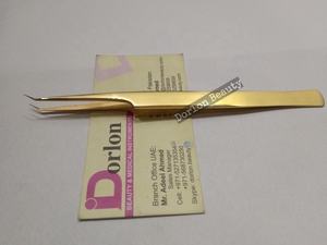 Pince à épiler à 45 degrés en acier inoxydable japonais plaqué or de la meilleure qualité - Product Image 2