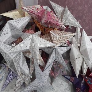 Nouvelle tendance luxe décor paillettes imprimé noël papier étoile lampes mélange match gros papier étoile lampes en gros - Product Image 1