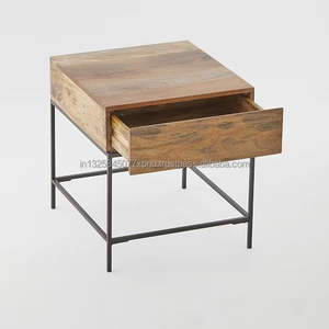 Table latérale à tiroirs en bois, massif - Product Image 4