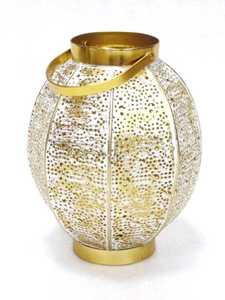 Home Decoration NEW FILIGREE ROUND GOLD HURRICANE LANTERN - Product Image 6