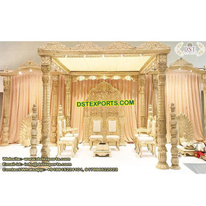 Mandap de Boda de Madera con Aspecto de Fibra de Moda, Mandap Tradicional Asiático para Bodas, Nuevo Mandap de Madera con Tema Blanco para Bodas en Australia - Product Image 1