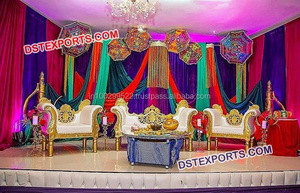 Conjunto de sofás de boda de la India real, conjunto de muebles de boda de último diseño, fabricante y distribuidor - Product Image 4