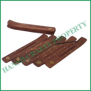 Signe du zodiaque Brûleur d'encens en bois avec incrustation en laiton pour brûler des bâtons d'encens en bois Diffuseur d'aromathérapie - Product Image 4