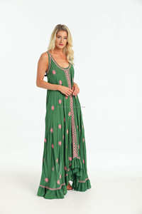 2019 Breezy Rayon Maxi vestido dobladillo asimétrico único bordado Casual playa estilo bohemio gran oferta verano contraste Color - Product Image 2