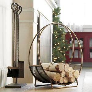 Firewood <b>Log</b> Rack Round Metal <b>Fireplace</b> Wood Storage Holder for Indoor & Outdoor <b>Fireplace</b> Black Iron <b>Log</b> Holder - Product Image 2