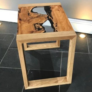 Indian Style <strong>Yew</strong> and Oak Live edge Epoxy ResinRiver Side Table - Product Image 1